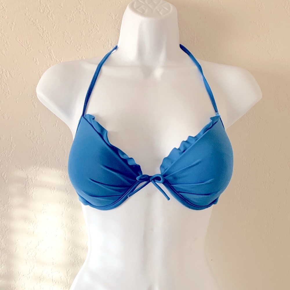 Victoria’s Secret blue ruffle swim bra top